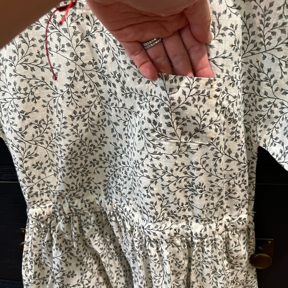 NWOT Rylee + Cru Gathered Waist Floral Leaf Print Cotton Dress Size 8-9y - Picture 3 of 8